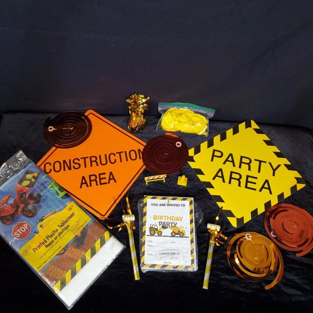 Construction Birthday Party Supplies Decorations Invitations Table Cover